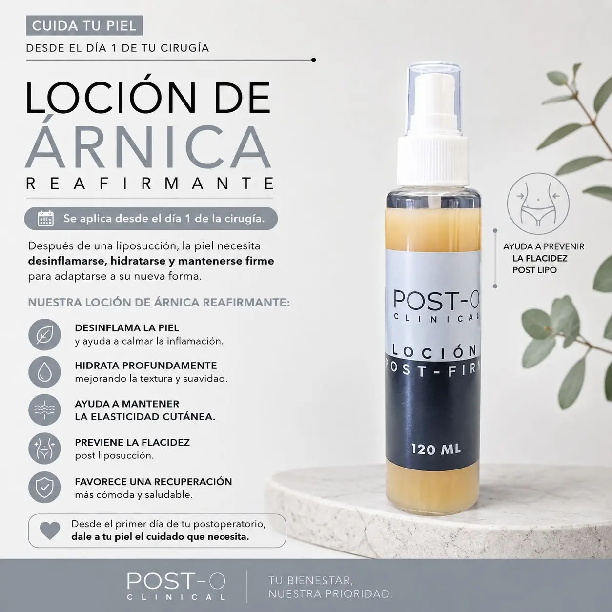 Loción de Árnica Reafirmante Post-O Clinical 120 ml
